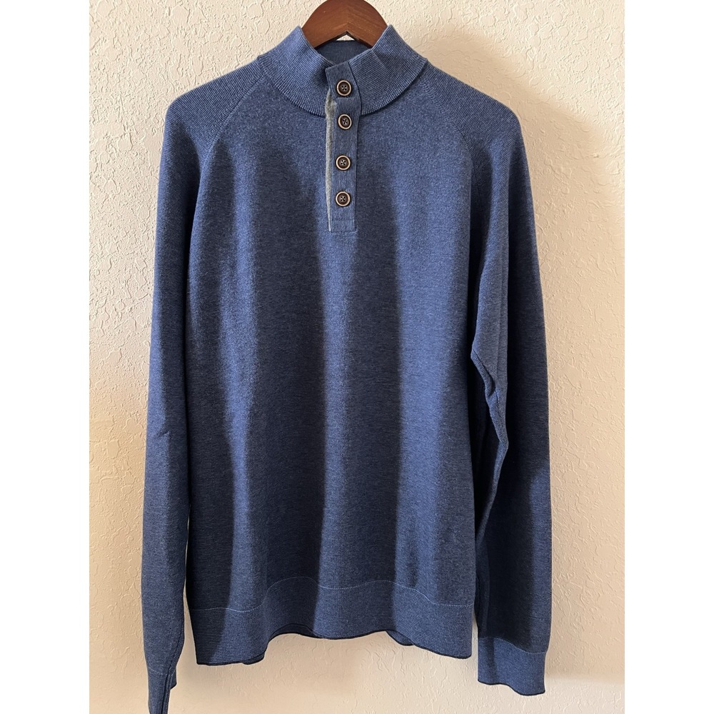 Maker & Company Clothier Merino Sweater Mens Extra Large XL Blue‎ 1/4 Button